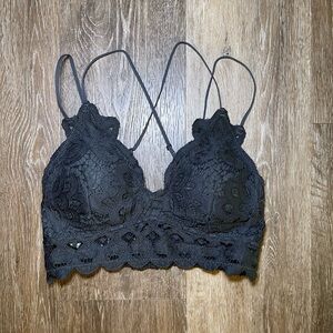 Charcoal Gray Lace Bralette Dark Goth
